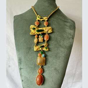 Kaimei 2025 joyería de moda al por mayor mujeres Vintage oro hermoso colgante collar largo turquesa piedra mujeres colgante collares - Product Image 1