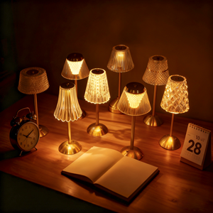 Kristall Lampen schirm Gold wiederauf ladbare Codeless Touch Control Party Weihnachten Luxus kleine Hochzeit Tisch lampe - Product Image 1