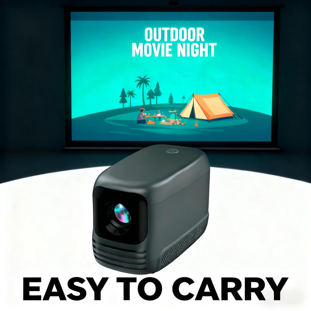 T10 Mini Portable Projector with Built-in Battery (3-4h) 720P 4K Support Android 11 260 ANSI Lumens Smart Home & Outdoor Use