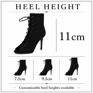 Caz Dans Botları Kadın İlkbahar ve Yaz Stiletto Dans Kısa Botlar Süet Bağcıklı Caz Dans Yüksek Topuklu Kadın Dans Ayakkabıları - Product Image 2
