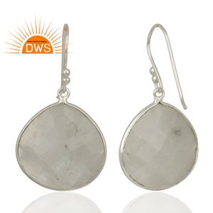 Wholesale Sterling Fine Silver Earring Designer Rainbow Moonstone Earring Gemstone Hook Earrings Jewelry Supplier - Product Image 3