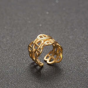 <span class=keywords><strong>Bague</strong></span> en acier inoxydable plaqué or pour femmes, anneau à maillons en forme <span class=keywords><strong>de</strong></span> grains <span class=keywords><strong>de</strong></span> café - Product Image 4