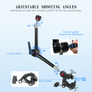 11 \ "Heavy-duty có khớp nối nhôm ma thuật cánh tay kẹp núi 1/4 \" arri định vị Pin & lỗ cho LED ánh sáng điện thoại kim loại siêu kẹp - Product Image 3