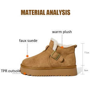 Scarpe da neve da donna personalizzabili all'ingrosso con plateau invernali da donna in pelle vegana classica castagna - Product Image 2