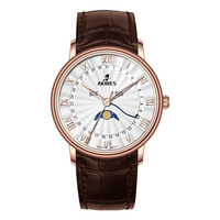 Montres poignet à quartz Moonwatch avec logo personnalisé Source Factory Phase de lune Montres-bracelets d'affaires Quartz résistant à l'eau Dos en acier inoxydable 3 bars