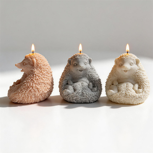 Molde de silicona de figurita de <span class=keywords><strong>erizo</strong></span> sentado para decoración del hogar, molde para velas de cera de soja, molde de resina y yeso de animales - Product Image 4