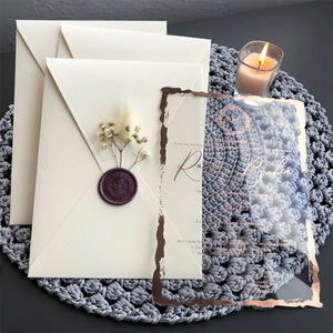 Carte d'Invitation de Luxe Imprimée Personnalisée Avec Enveloppe, Sceau de Cire Autocollant, Cartes de Vœux Faites à la Main, Invitation de <span class=keywords><strong>Mariage</strong></span> en Acrylique - Product Image 1