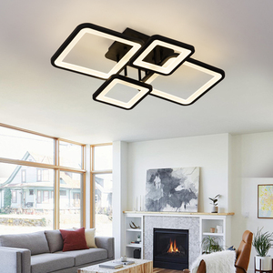 Nhà Trần Đèn chùm điều khiển từ xa đương đại màu đen trong nhà Acrylic Led Vuông trần ánh sáng lịch thi đấu - Product Image 3