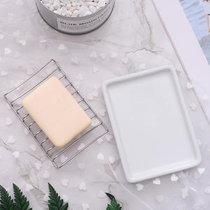 Support mural moderne en acier inoxydable 304 pour savon avec égouttoir et plateau en céramique, sans perçage, étanche, pour salle de bain d'hôtel - Product Image 3