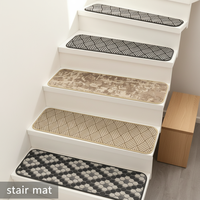 Tapis de marche d'escalier moderne en polyester jacquard 340g, motif personnalisé, avec dos antidérapant en caoutchouc, écologique, pour la sécurité des escaliers domestiques