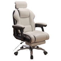 Chaise de Bureau Ergonomique Pivotante en Cuir PU pour la Maison et le Bureau, Pied en Acier Inoxydable, Fauteuil Inclinable Confortable de Gaming avec Repose-Pieds, Vente en Gros