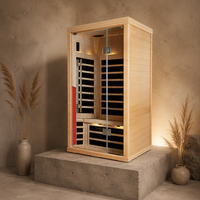 Sauna Inframerah Jauh Kayu Solid Terapi Cahaya Merah 2-Orang, Gym Elektrik Rumah untuk Penggunaan di Kamar Tidur, Desain Modern, Panel Kontrol Komputer