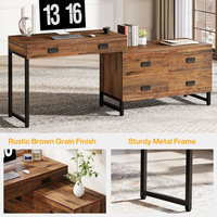Bureau d'ordinateur en forme de L de grande taille Tribesigns pour le bureau à domicile avec armoire à 4 tiroirs et 6 tiroirs Meubles de bureau en bois