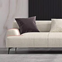 Canapé d'angle modulable en L de luxe léger, revêtement textile bouclé minimaliste, pieds en métal, pour salon et hôtel