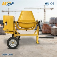 Mélangeurs à béton MHF 500L, moteur à essence, deux roues, machine à mélanger le ciment portable pour chantier de construction