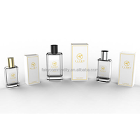 Ensemble d'emballage de parfum de luxe avec logo personnalisé, flacon de parfum en verre transparent 30/50/100 ml, couvercle doré, boîte rigide et boîte en carton