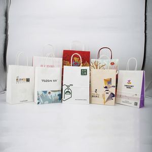 Sacs en papier kraft personnalisés avec poignées pour emballages de bouteilles de vin, cadeaux, courses alimentaires et logos imprimés - Product Image 6