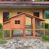 SDC037 Poulailler Moderne en Bois Écologique avec Enclos de Course et Boîte à Œufs pour Jardin et Extérieur Toutes Saisons