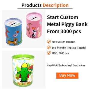 Großhandel Maßgefertigte Geld-Spardosen aus Weißblech Zylindrische Mini-Münz-Metall-Aufbewahrungsbehälter Rosafarbene Blechspardosen für Kinder - Product Image 2