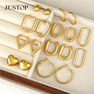 Aros Modernos OEM/OEM, Resistentes al Agua, Chapados en Oro de 18K, Hipoalergénicos, de Acero Inoxidable, Proveedor de Joyería de Moda Personalizada, MOQ 10 - Product Image 2