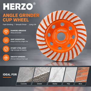 ใบเจียรเพชร HERZO ขนาด 5 นิ้ว 125 มม. แบบ Turbo สำหรับงานเจียรหยาบ ขนาดรู <span class=keywords><strong>7</strong></span>/8 นิ้ว สำหรับเครื่องเจียรมุม ใช้กับคอนกรีต หินแกรนิต หินอ่อน - Product Image 2
