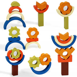 Wooden Sensory Building Blocks with Mirror Color Window Photosensitive DIY Educational Toy for Kids Creative Construction Play - Product Image 1