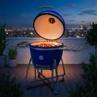Parrilla Kamado de Cerámica de Lujo Auplex Big Egg Premium de 27 Pulgadas, de Acero Inoxidable, Sin Humo, Ajustable, Multifuncional, para Exteriores