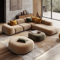 Canapé modulaire en tissu velours de style scandinave moderne en forme de L pour salon d'appartement