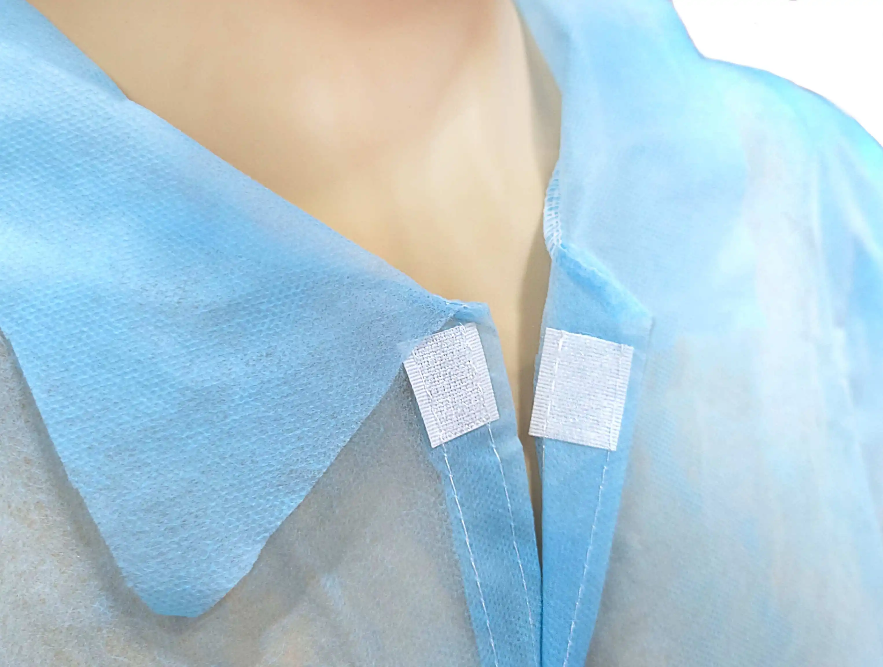 Non-woven visitor gown with collar pp clothing for laboratory medic gown SMMS disposal gown