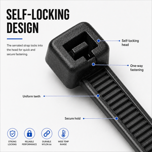 3.6x150mm Nylon Cable Ties 40LBS Tensile Strength PA66 Self-locking <strong>Zip</strong> Ties 6 Inch <strong>Fasteners</strong> for Industrial Wiring - Product Image 2