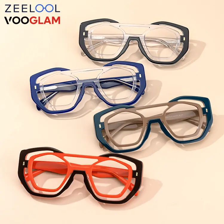 Zeelool Vooglam latest spectacle Wholesale pilot Aviation Acetate Frames optical gold frame glasses custom eyewear frames