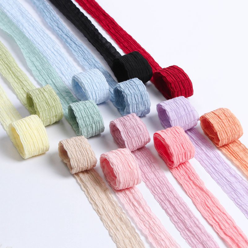 Korea Style Solid Color Crinkled Gift Ribbon for Decorative Bouquet Packaging