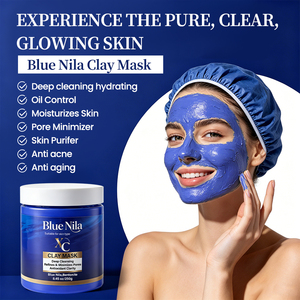 <span class=keywords><strong>Masque</strong></span> d'argile bleue marocaine <span class=keywords><strong>Nila</strong></span> pour le <span class=keywords><strong>visage</strong></span>, nettoyant en profondeur, purifiant, hydratant, anti-acné, éliminant les points noirs - Product Image 5