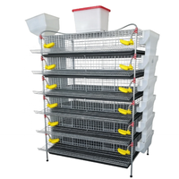 Cages à cailles empilables en acier galvanisé avec système intégré d'eau et de nourriture, conception en treillis métallique