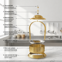 KUNTAI 8L Chauffe-Plat Alimenté à l'Alcool en Acier Inoxydable 201 de Qualité Alimentaire, Couverture Chauffante Suspendue Dorée 85-100°C pour Restaurants