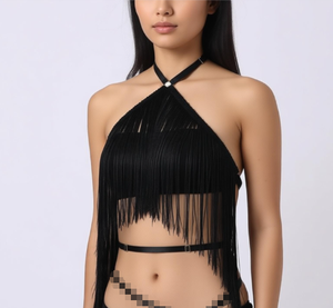 Camisola de lencería sexy con borlas y abertura, traje sexy, pantalones ajustados para mujer, disfraz de baile latino, uniforme de Reina de Baile - Product Image 2