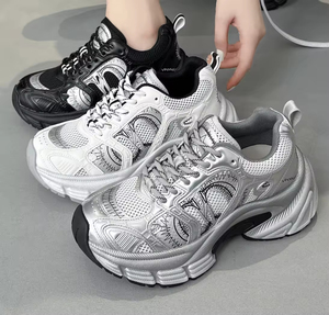 Chaussures de sport décontractées en cuir véritable de créateur haut de gamme, à lacets, semelles épaisses, respirantes, plates, pour hommes et femmes - Product Image 6