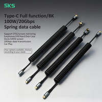 Kabel USB Magnetik CM 90-180 Tipe C yang Dapat Disesuaikan dengan Pegas Retractable 20V 5A 100W Pengisian Cepat untuk Printer IOS, Ponsel, Laptop