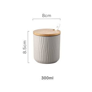 Vaso di condimento in ceramica con cucchiai di coperchio vaso di spezie per condimento all'ingrosso - Product Image 3