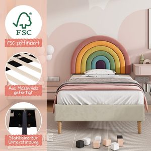 Aggiungi un tocco di colore al letto <span class=keywords><strong>da</strong></span> <span class=keywords><strong>sogno</strong></span> per bambini della camera <span class=keywords><strong>da</strong></span> letto del tuo bambino. Letto per bambini con testiera a forma di arcobaleno - Product Image 3