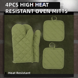 Guantes de Cocina de Algodón Estampado de Alta Calidad, Resistentes a Altas Temperaturas, para Microondas y Horno, Juego de 4 Piezas - Product Image 2