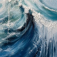 Peintures et décorations murales, peinture à l'huile originale, texture 3D, vague océanique, cadre en alliage d'aluminium, grande taille, fait main