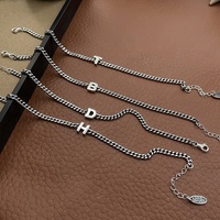 Bijoux fins Simple personnalisé 925 argent Sterling 26 Alphabet lettre A B C D chaîne Bracelet pour les femmes