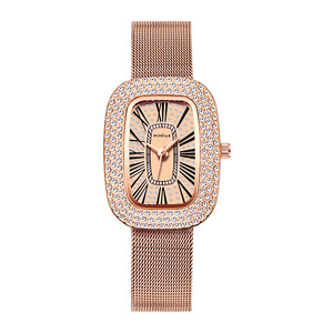 Montre à quartz à chiffres romains à la mode et élégante populaire avec des accents de diamant une montre pour femme - Product Image 3