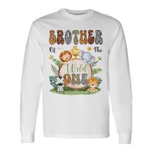 Brother Of The Wild One Safari Jungle T-shirt à manches longues pour garçon de 1er anniversaire - Product Image 1
