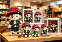 Peluche en tissu doux, figurine de garçon sportif de dessin animé, mascotte personnalisée, vente en gros pour cadeau promotionnel, peluche en tissu doux