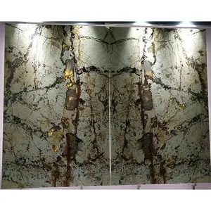 奢华天然水晶石英岩墙面装饰抛光开卷匹配大理石板