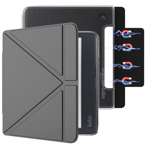 Étui de protection pour <span class=keywords><strong>liseuse</strong></span> Kobo Libra Colour/Libra 2 2024 7 pouces, en cuir PU fin magnétique détachable, avec dos transparent en TPU acrylique - Product Image 1