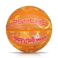 Ballon de basket PSYCHE Pumpkin Glow in the Dark - Design personnalisé pour Halloween, revêtement en PU, taille 7, chambre à air en caoutchouc naturel
