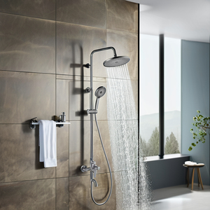 Juego mezclador de <span class=keywords><strong>ducha</strong></span> de lluvia montado en la pared de baño de lujo, manija doble, latón cromado, cerámica pulida, precio de fábrica, bañeras, duchas - Product Image 2